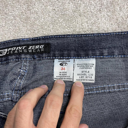 Point Zero jeans y2k blue denim W36L32 loose straight leg stitch design skater style pants
