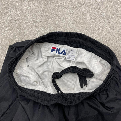 Vintage y2k FILA tracksuit bottoms black Loose floaty leg embroidered track pants ankle zips