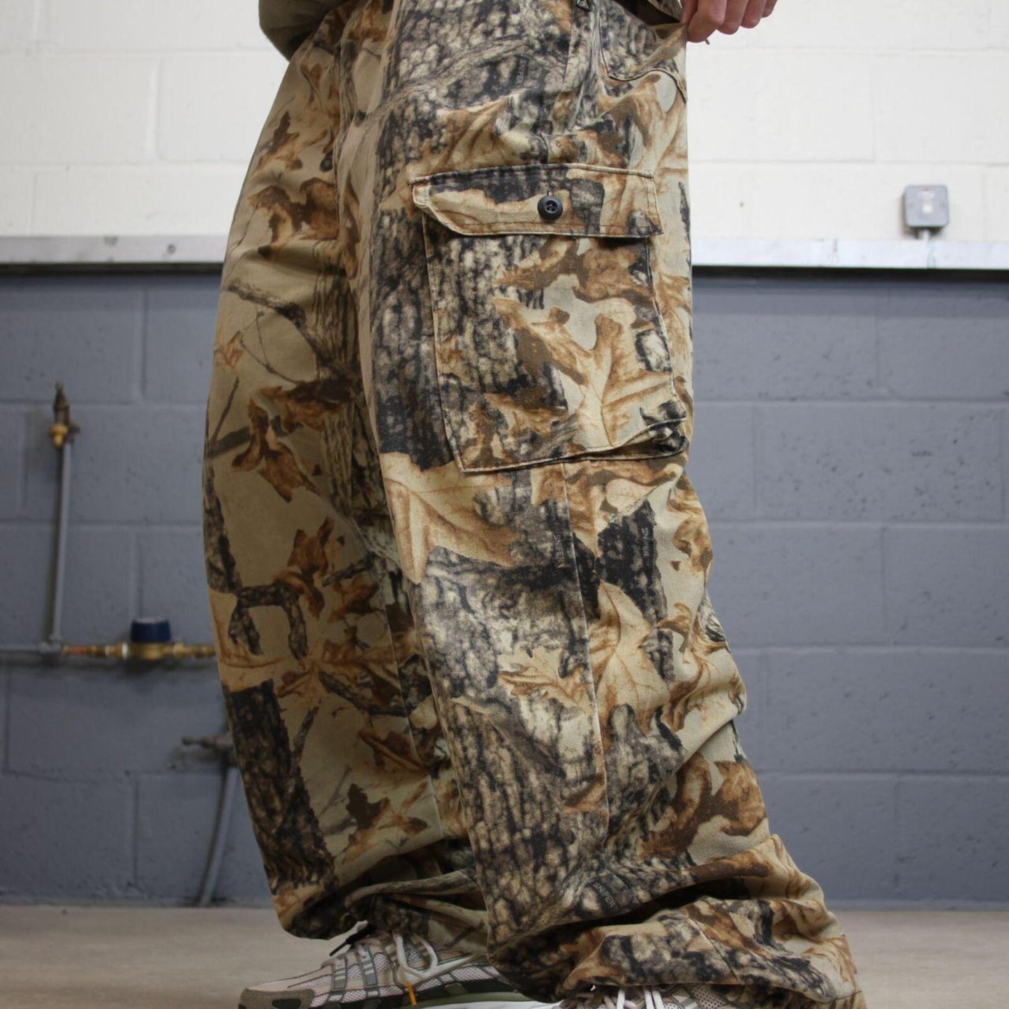 Y2K baggy camo cargo pants khaki XL Loose floaty Commander hunting camouflage trousers