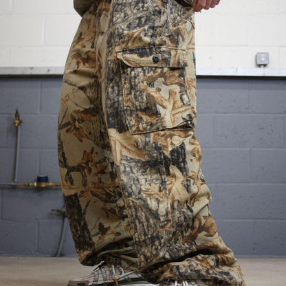 Y2K baggy camo cargo pants khaki XL Loose floaty Commander hunting camouflage trousers