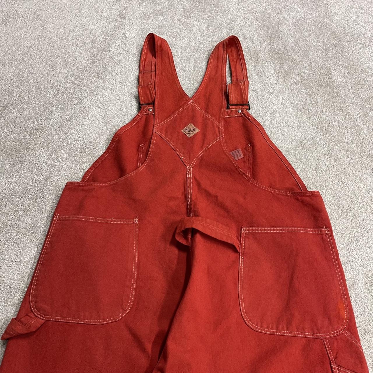 Vintage Big Mac baggy dungarees 00s denim overalls red Patch logos and adjustable straps