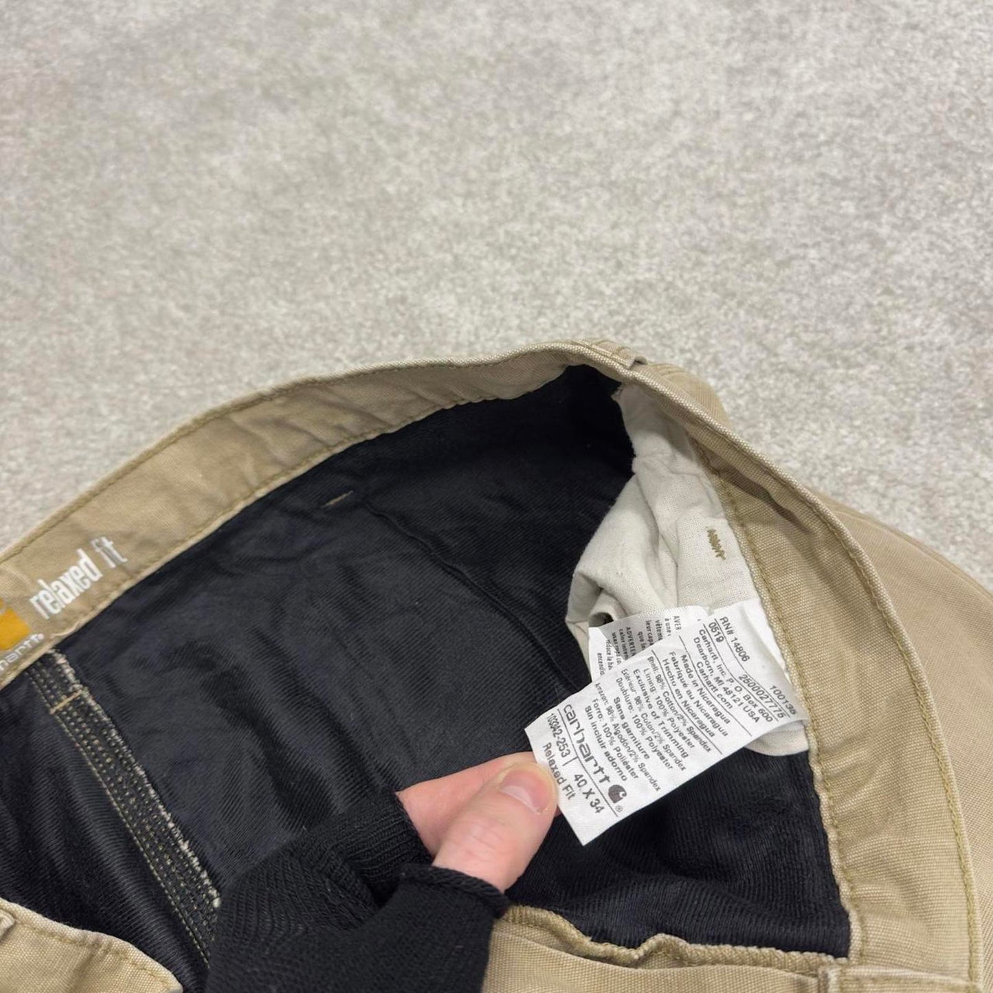 Vintage Y2K Carhartt carpenter jeans beige Relaxed fit fleece lined skate style workwear cargo pants