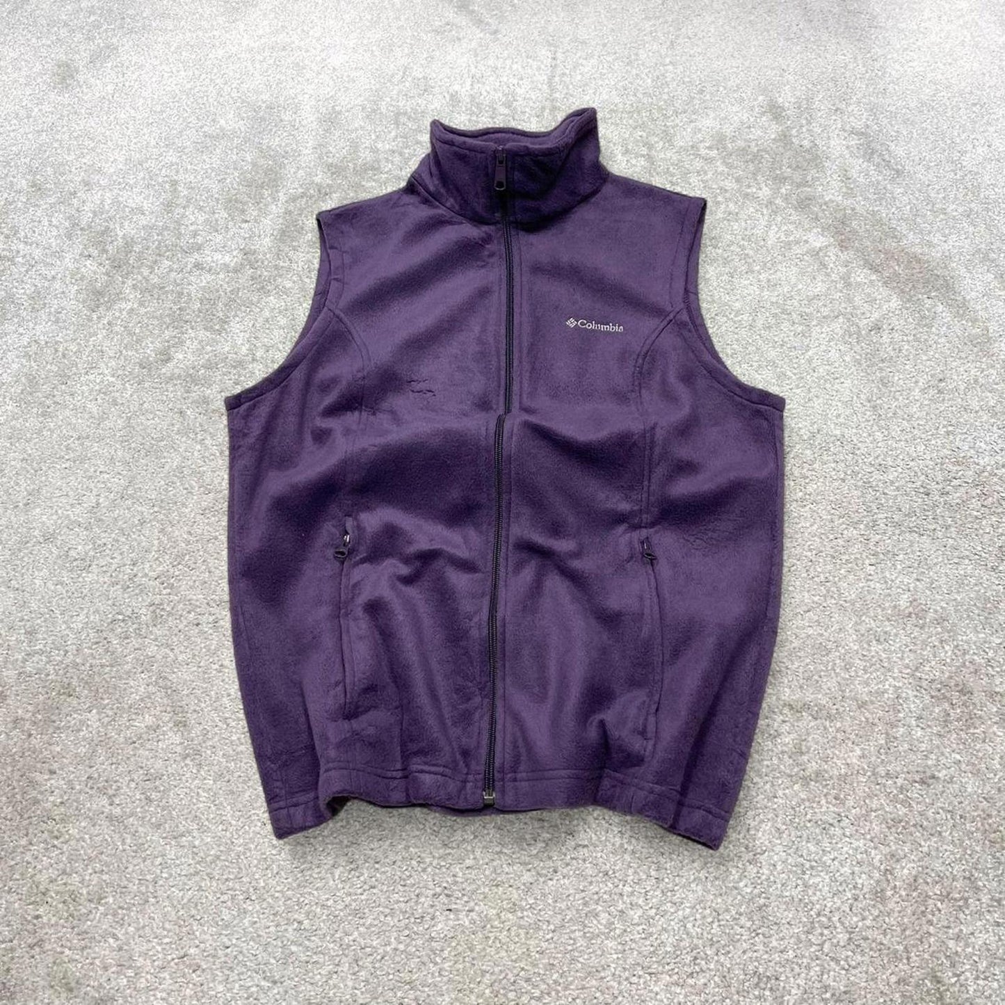 Purple Columbia technical fleece gilet Large women's y2k style full zip up autumn