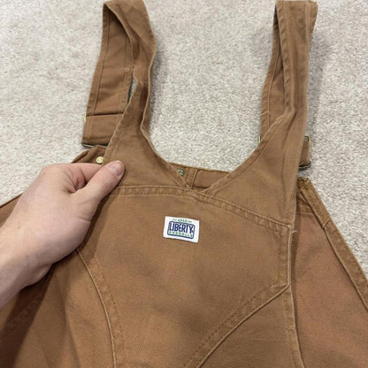 Vintage y2k baggy denim Dungarees loose tan Liberty workwear bib & brace overalls utility