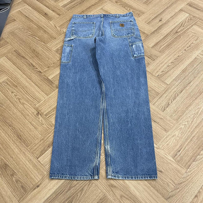 Carhartt baggy carpenter jeans y2k Loose straight blue thick denim cargo pants