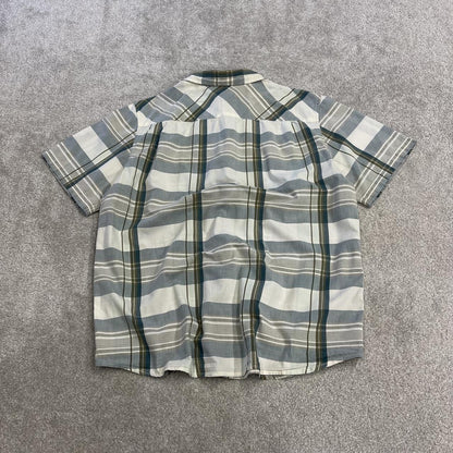 North face checkered short sleeve shirt blue TNF surf style check shirt button down summer