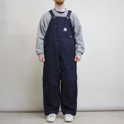Carhartt FR overalls W36 L28 navy baggy canvas padded carpenter dungarees