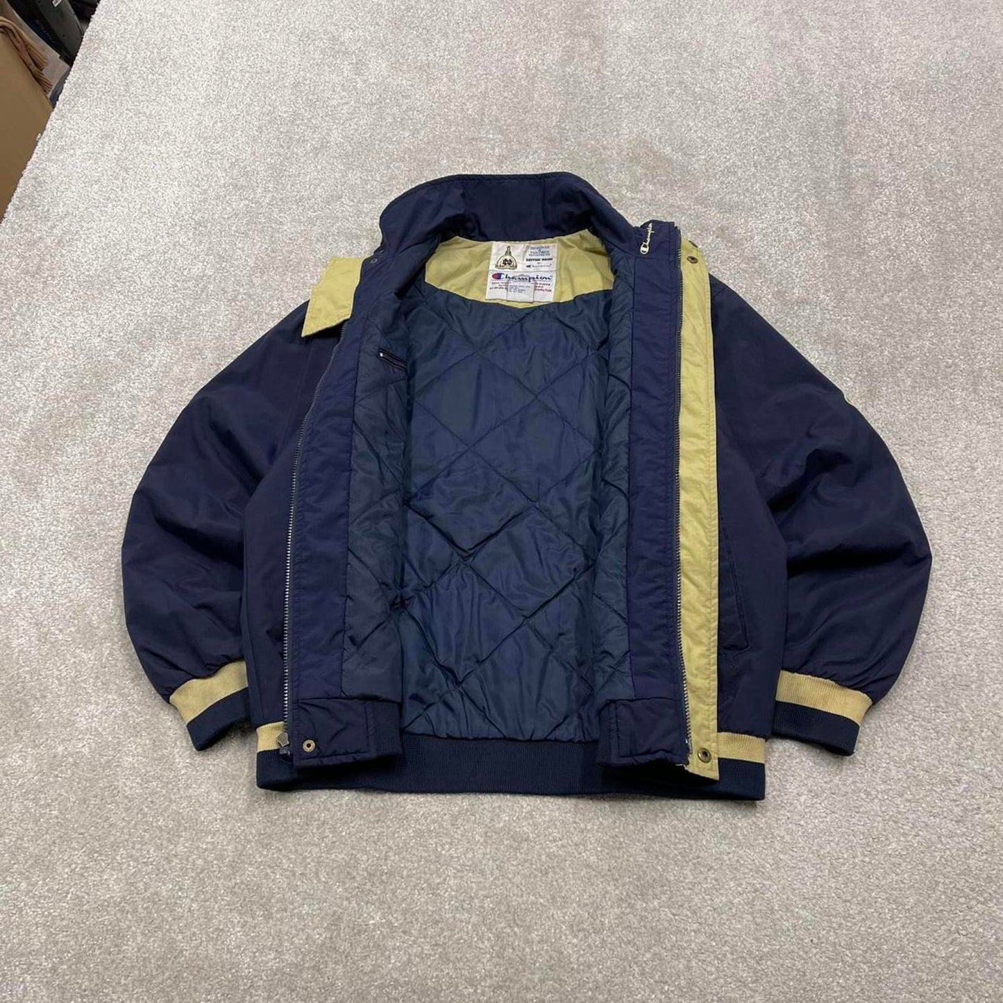 Vintage Champion technical windbreaker jacket M mens navy y2k full zip boxy bomber coat embroidered
