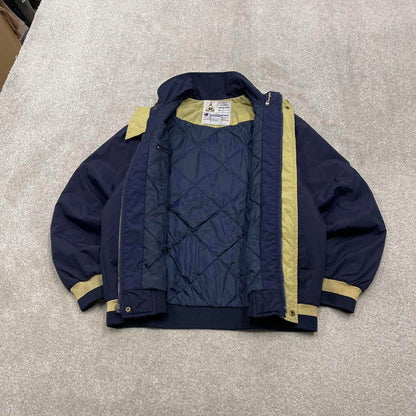 Vintage Champion technical windbreaker jacket M mens navy y2k full zip boxy bomber coat embroidered