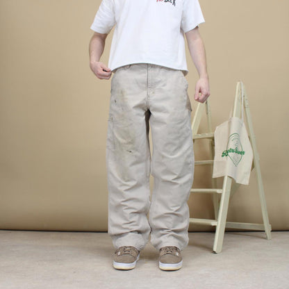 Beige Carhartt carpenter trousers W34L32 loose 90s style skater cargo pants