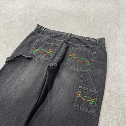 Extra baggy carpenter jeans y2k W48L34 black Brooklyn Xpress wide leg skater style cargos