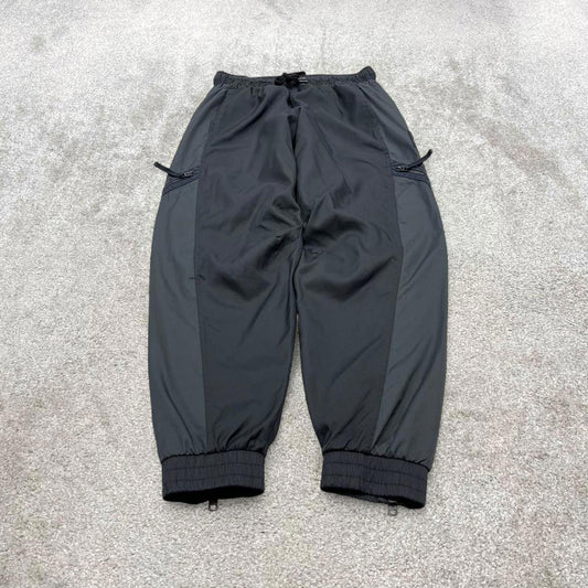 00s Nike tracksuit bottoms Large black grey loose leg y2k style joggers patch logo gym wear