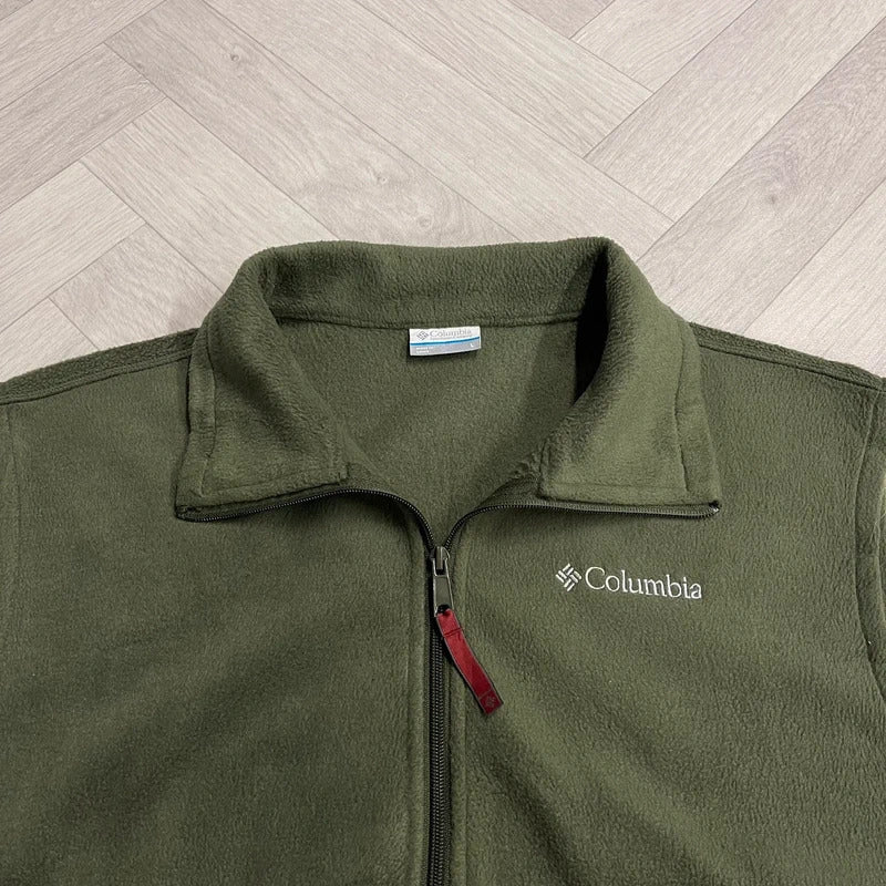 Columbia y2k fleece gilet green mens large full zip autumn vest