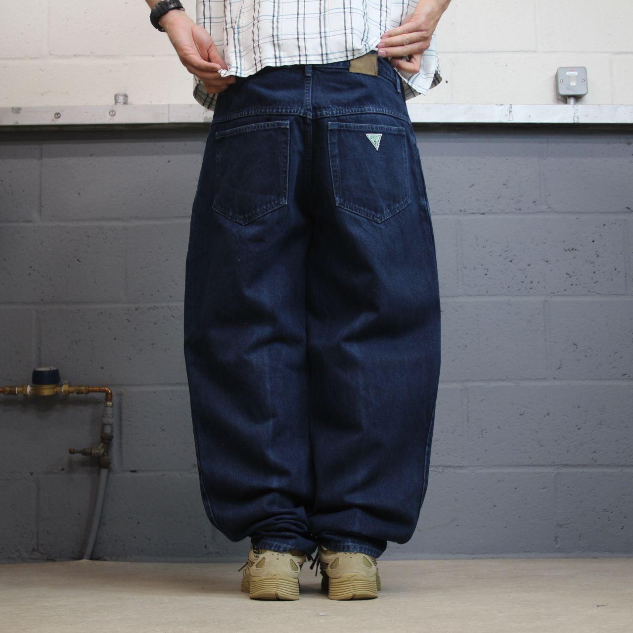 Y2K Vintage GUESS baggy jeans W36L33 blue Loose tapered barrel fit skater surf style pants