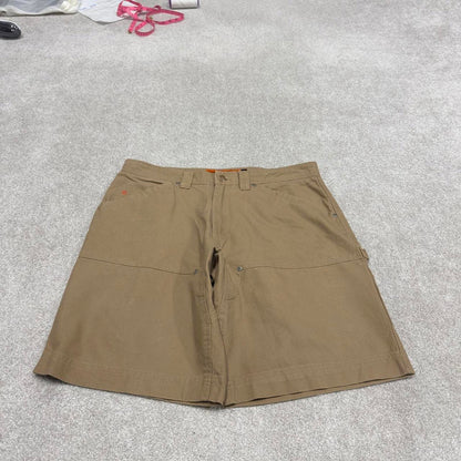 Y2k baggy carpenter shorts skater style tan Jesse James canvas wide leg summer festival jorts