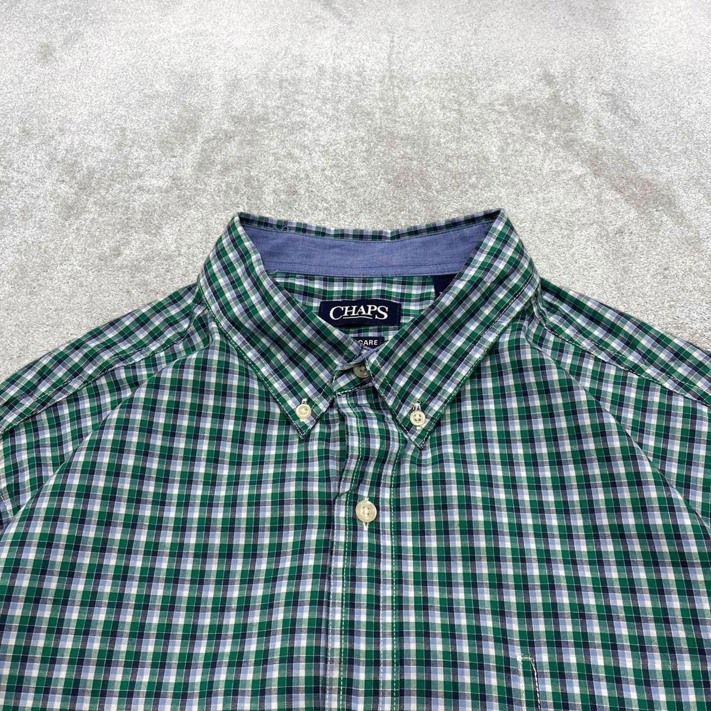 00s checkered Chaps technical shirt 2XL men's green long sleeve button up autumn y2k style