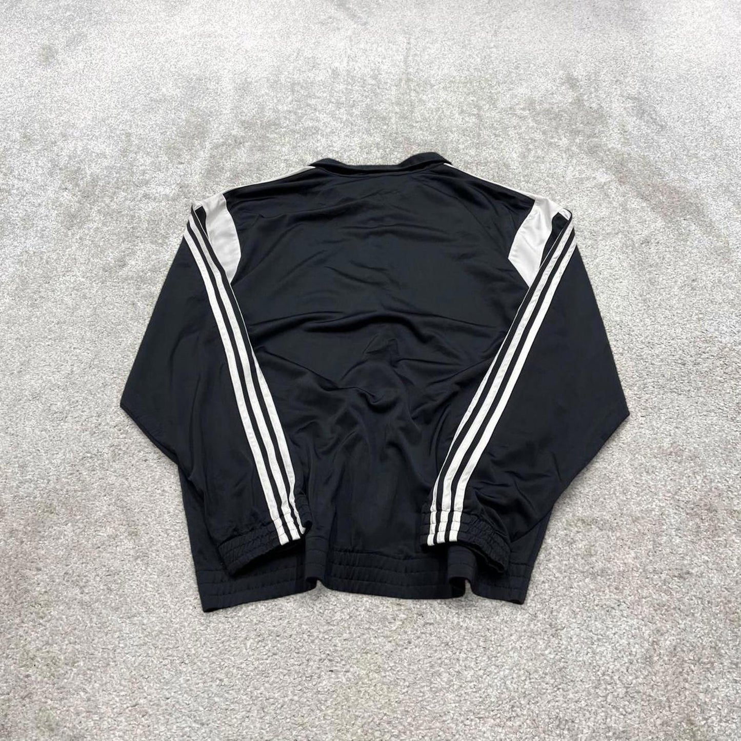 Vintage Adidas track jacket black Large men's y2k 00s style black funky sports tracksuit