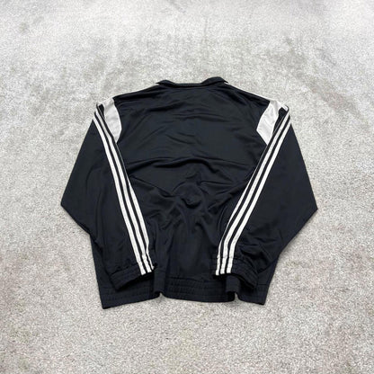 Vintage Adidas track jacket black Large men's y2k 00s style black funky sports tracksuit