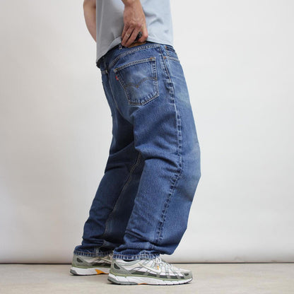Baggy blue Levis 550 jeans W40L32 skater 90s style jeans red tab logo