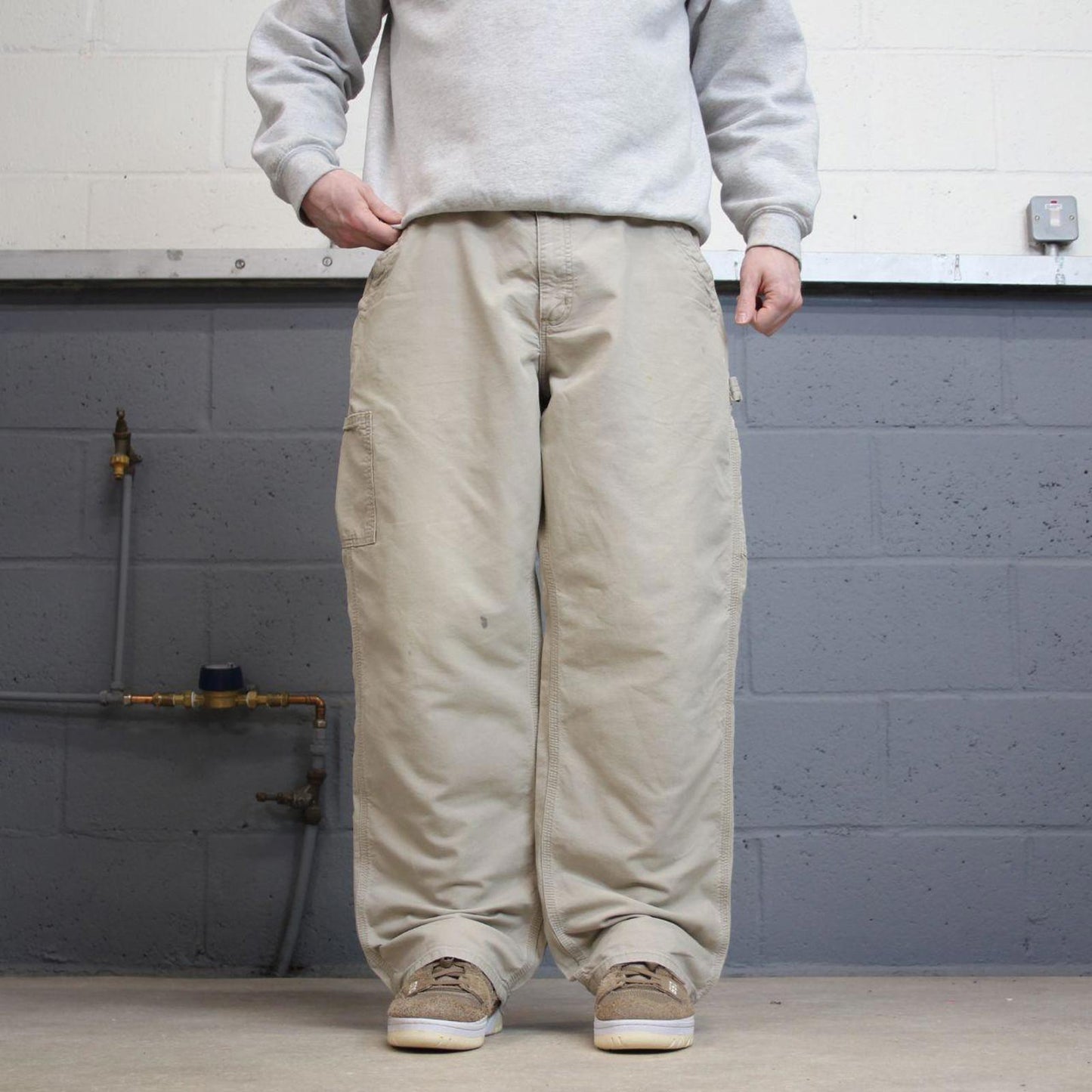 Y2K baggy fit Carhartt work pants wide leg beige Loose skater cargo carpenter trousers