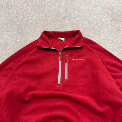 00s Columbia technical fleece XXL men's red 1/4 zip up y2k style autumn pull over casual