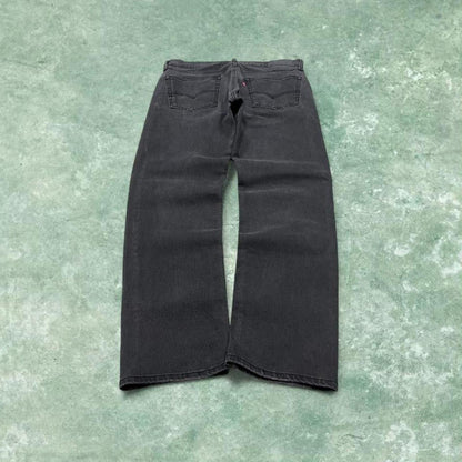 Y2k Levi's 505 jeans faded black Straight leg denim pants red tab logo