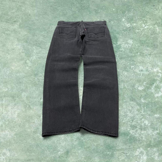 Y2k Levi's 505 jeans faded black Straight leg denim pants red tab logo