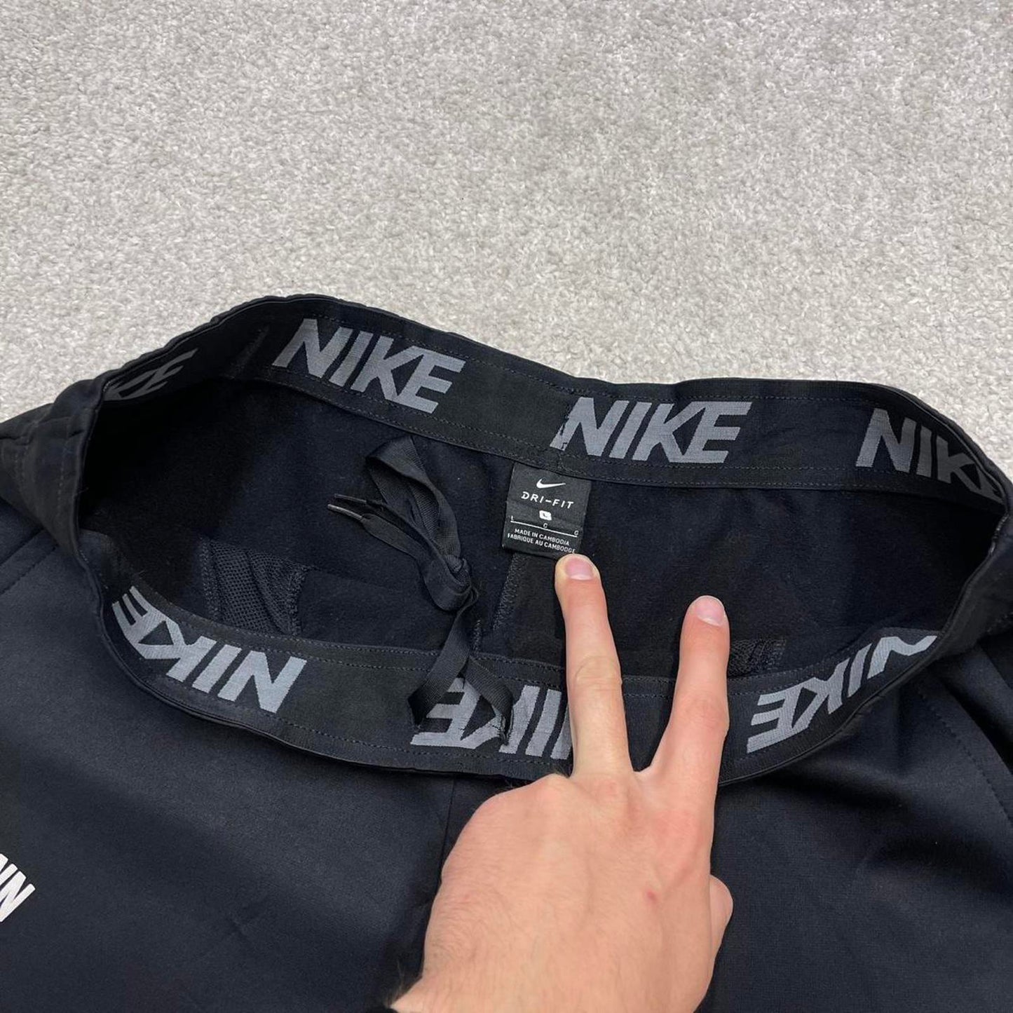 00s y2k Nike tracksuit bottoms Dri-Fit black Large sportswear track pants gym wear