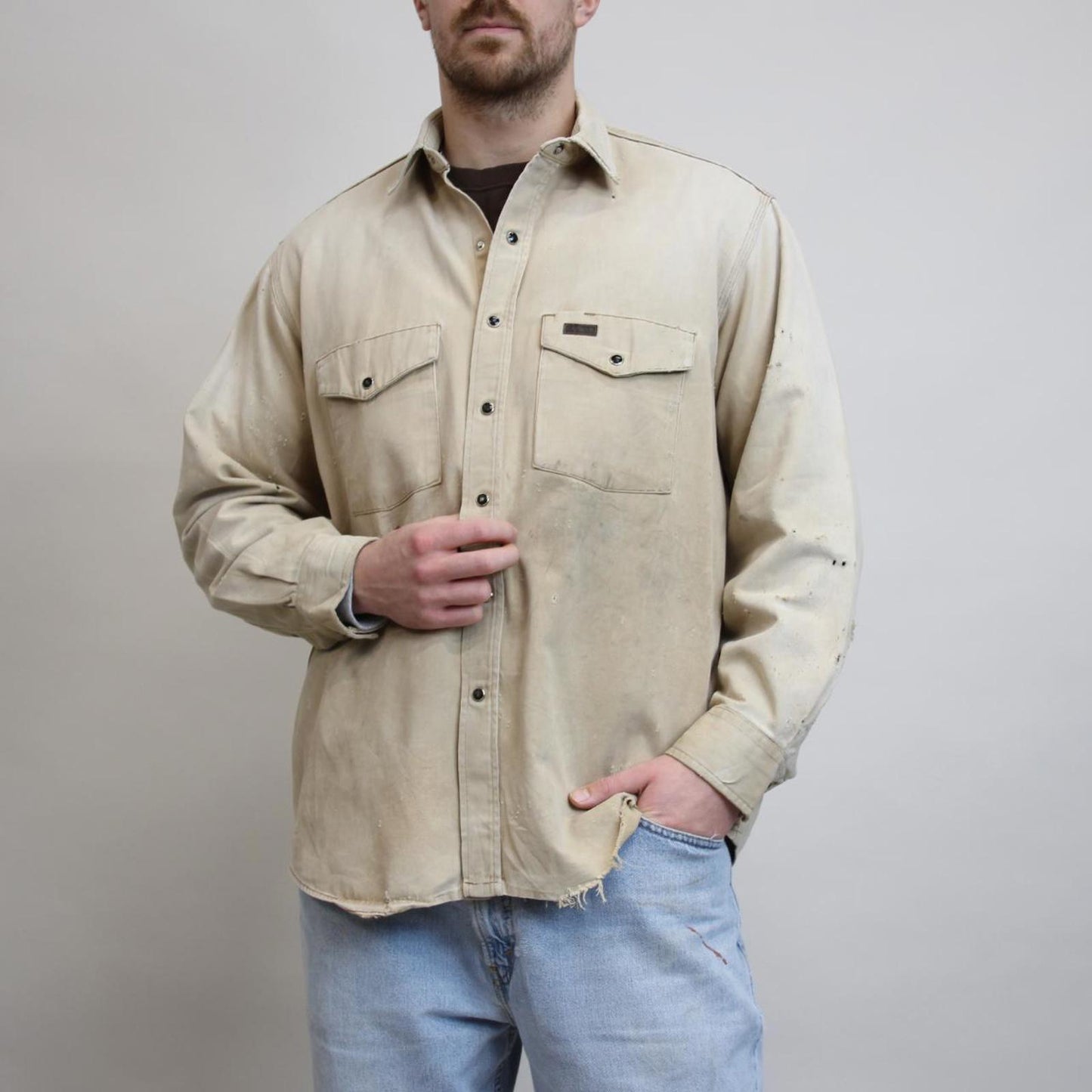 Distressed Carhartt work over shirt L