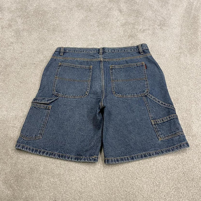 Baggy denim carpenter shorts cargo blue Wolverine skater style surf jorts