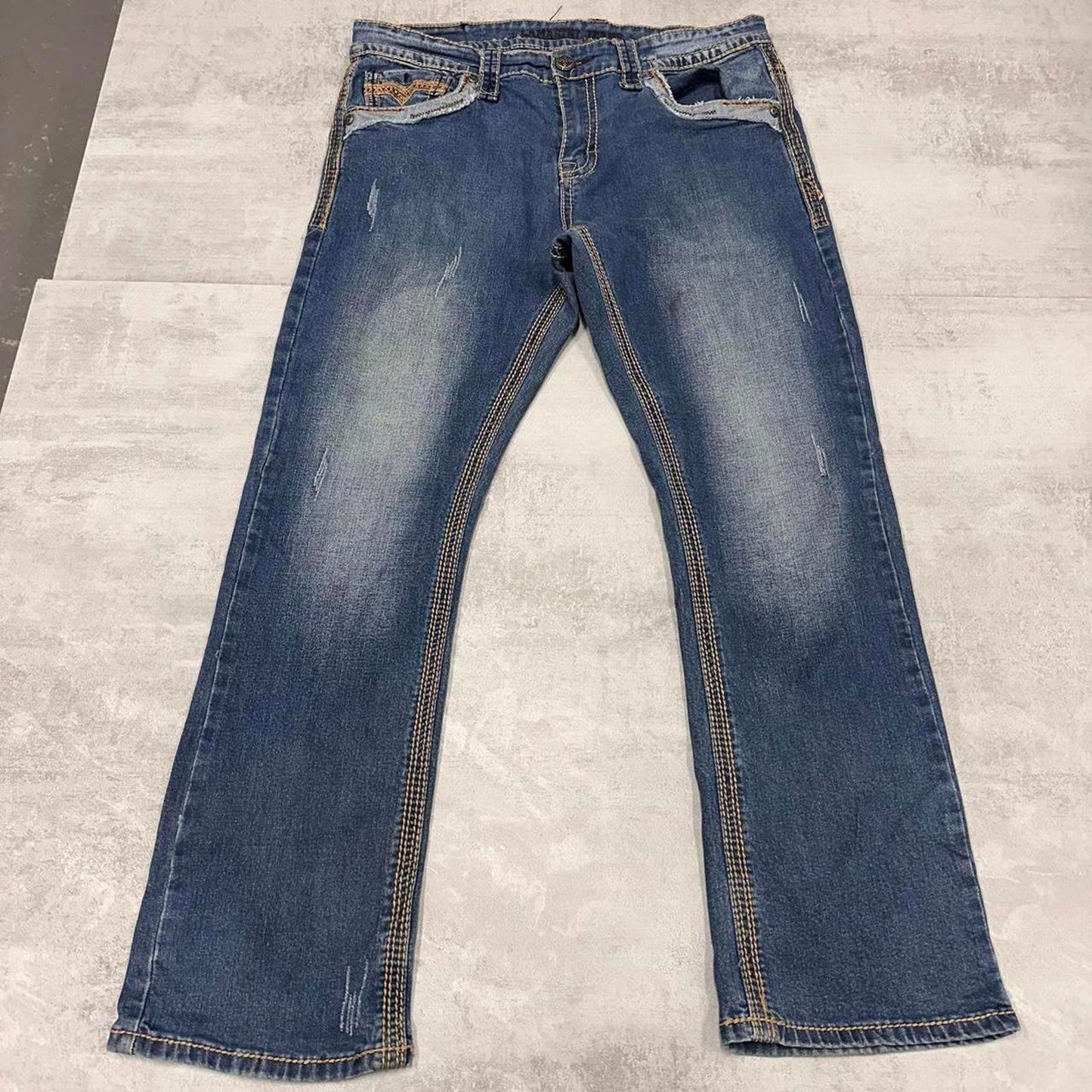 Lamasini embroidered Y2K jeans W36L30
