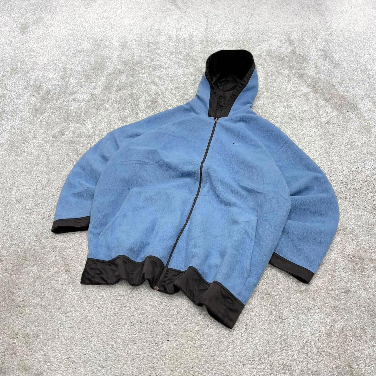 00s Nike reversible jacket y2k style XXL men's black blue full zip hooded windbreaker coat technical