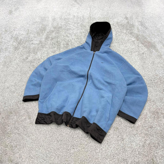 00s Nike reversible jacket y2k style XXL men's black blue full zip hooded windbreaker coat technical