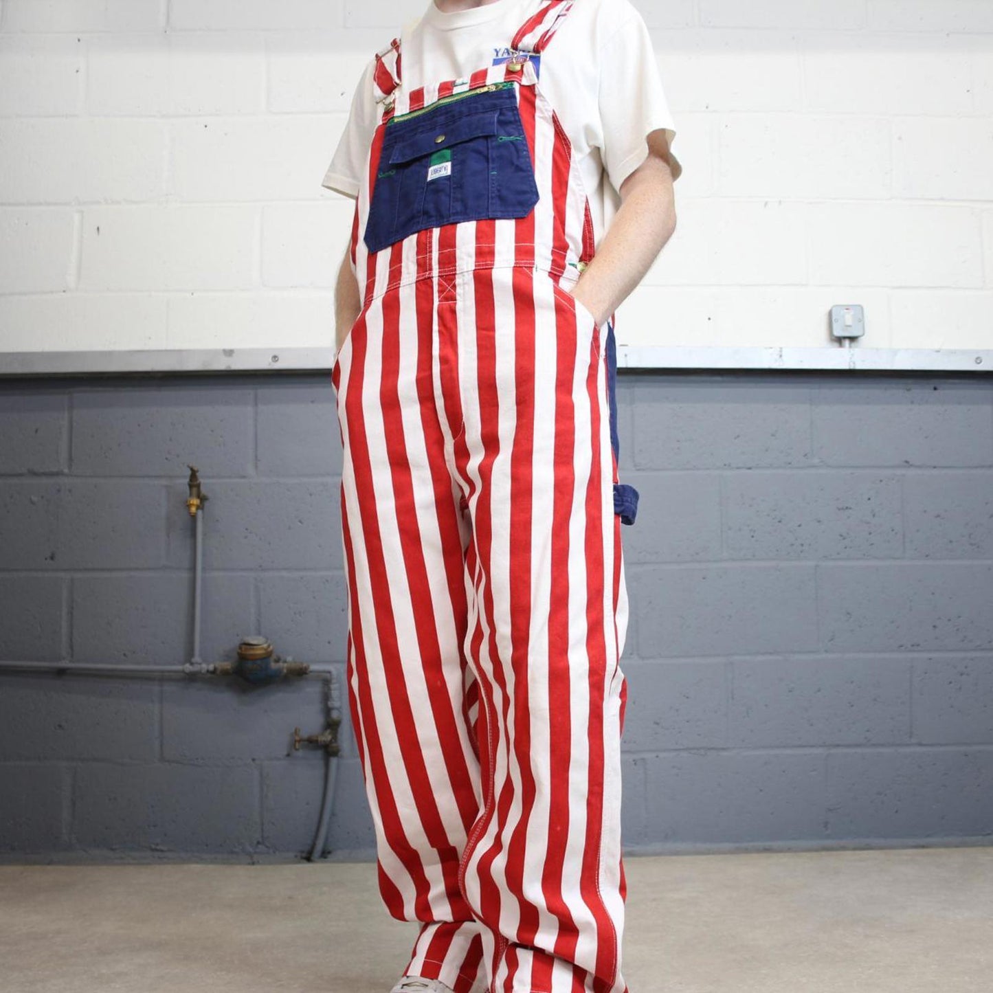 Vintage Liberty dungarees W34L30 USA striped mens canvas overalls