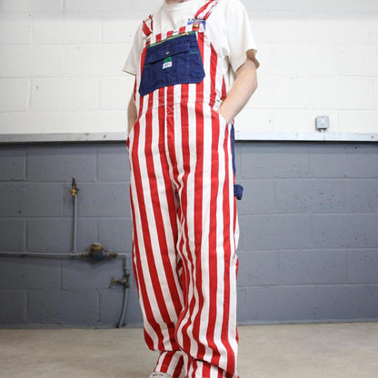 Vintage Liberty dungarees W34L30 USA striped mens canvas overalls