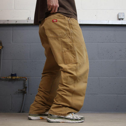 Dickies baggy carpenter jeans wide leg tan brown Loose canvas skate style cargo work pants