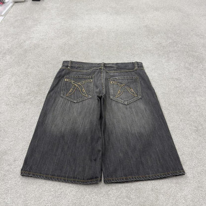 Baggy long denim shorts y2k black Artful Dodger skater style brand surf jorts