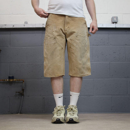 Carhartt carpenter shorts double knee tan Long canvas skater style cargo work jorts