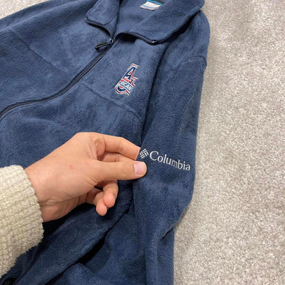 Navy Columbia technical fleece Large men's y2k style full zip up autumn adjustable waist