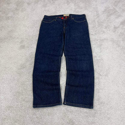 Blue Carhartt jeans size 16 W36L29.5 women's straight leg y2k 90s style flannel lined