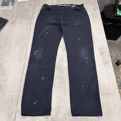 Navy Dickies pants W36L34 painted chino style trousers