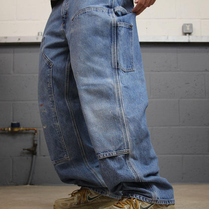 Carhartt double knee denim carpenter jeans blue Loose fit 100% cotton thick skater pants