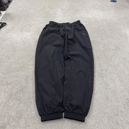 Nike Y2K tracksuit bottoms black Loose floaty mesh lined swoosh logo track pants