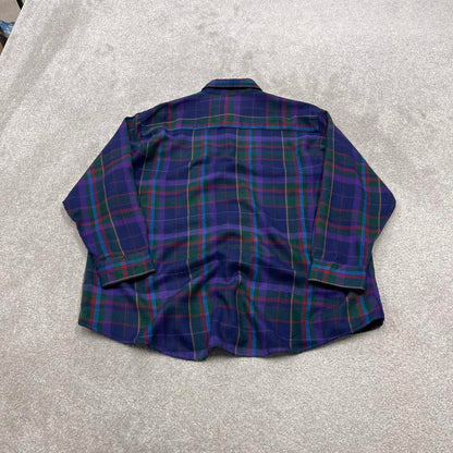Vintage Y2K checkered flannel shirt purple Elk Mont Long sleeve plaid check button down loose