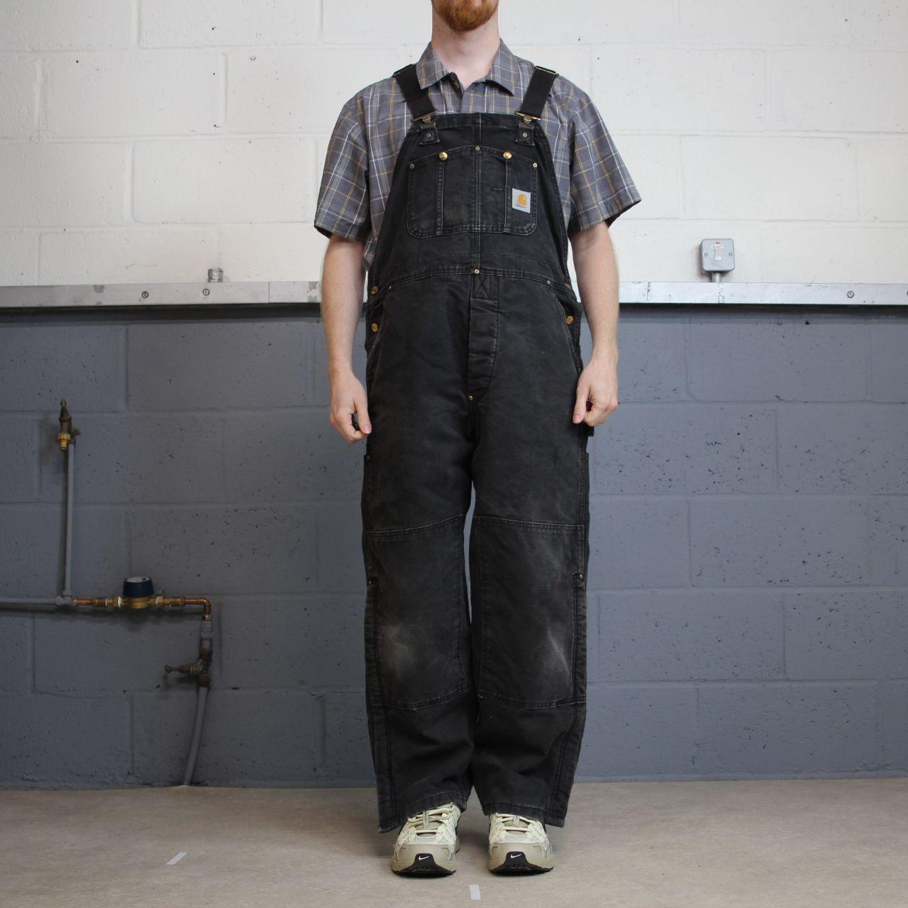 Carhartt baggy dungarees thick insulated overalls washed black