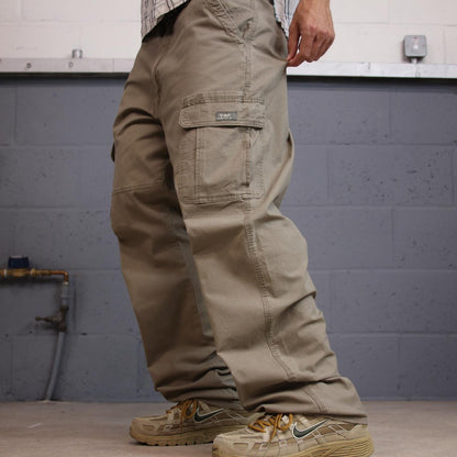 Wrangler cargo pants relaxed fit y2k khaki grey Lightweight straight leg relaxed skater work pants