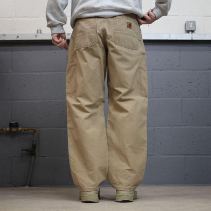 Carhartt baggy carpenter pants wide leg sand brown Canvas skater cargo work pants
