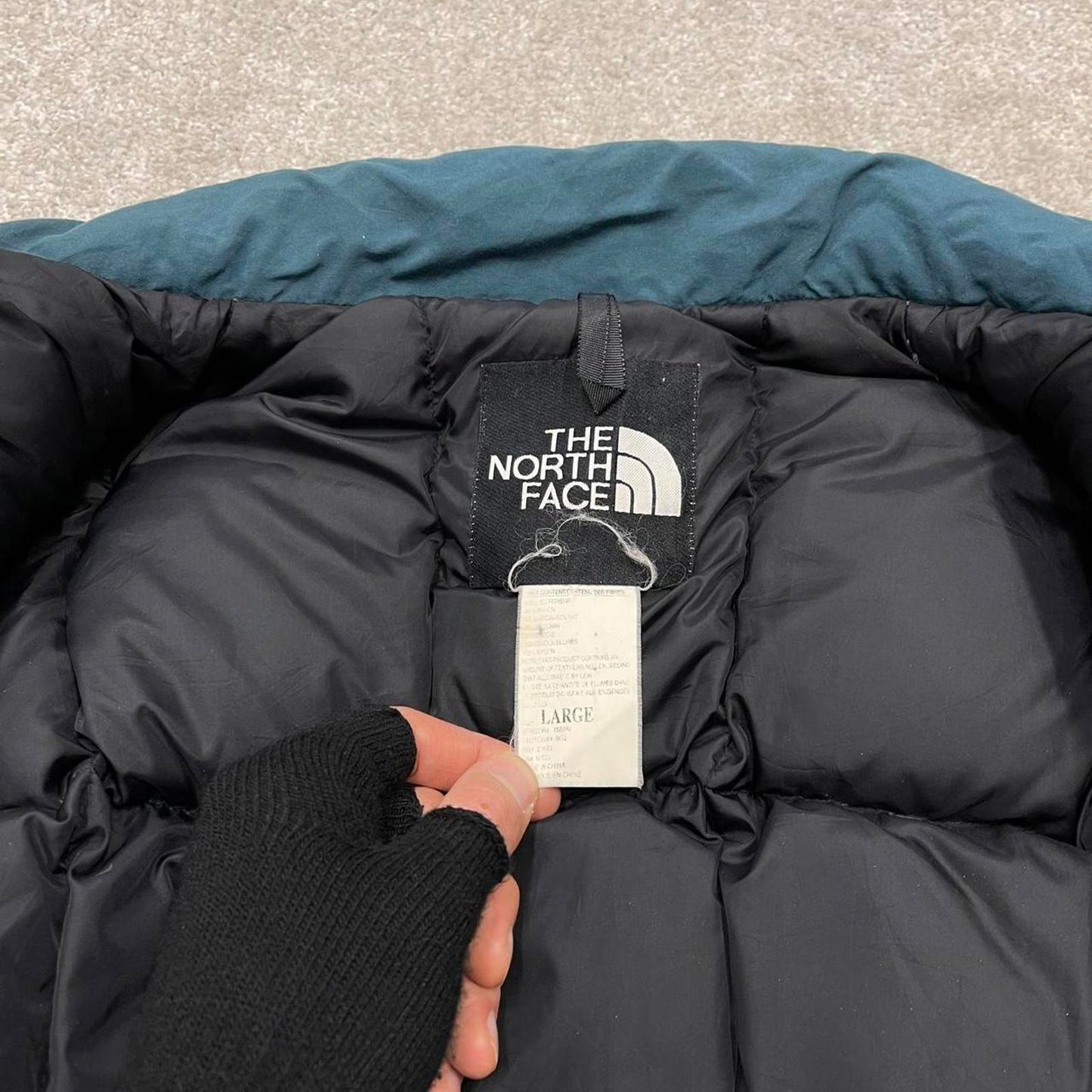 Y2K North Face puffer jacket khaki TNF thick puffer coat embroidered logo
