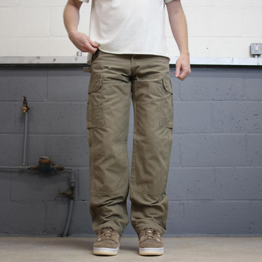 Khaki Wrangler double knee carpenter jeans W30L32 loose canvas 90s skater style cargos