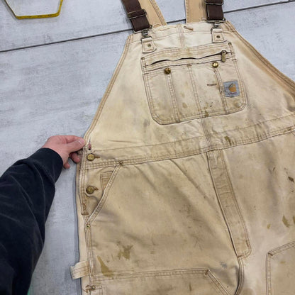 Tan Carhartt overalls W46L27 baggy canvas y2k dungarees